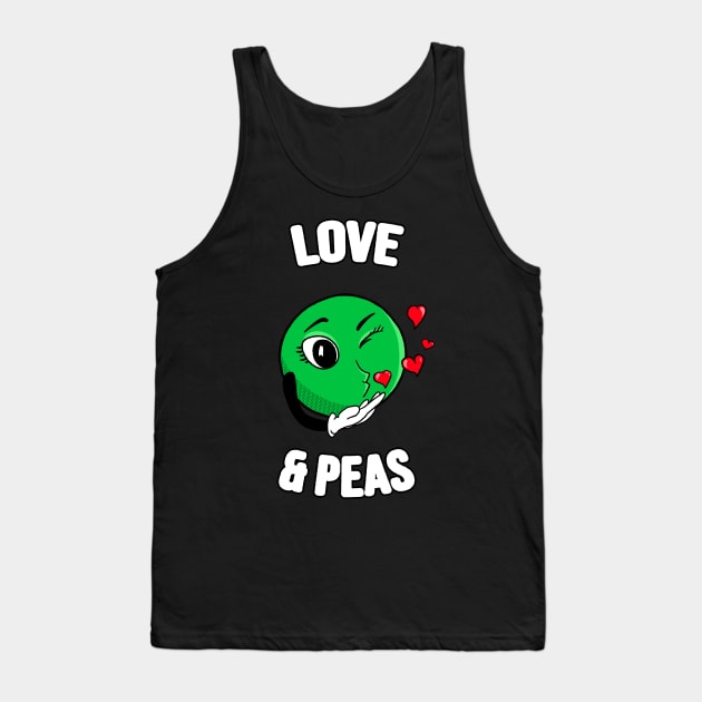 Love & Peas Funny Pea Love Pun Vegetable Tank Top by Foxxy Merch